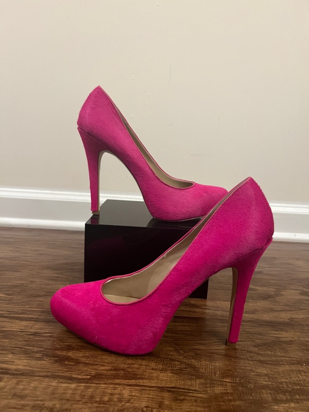 INC International Concepts Hot Pink Calf Fur Platform Stiletto Pumps - Picture 7 of 11